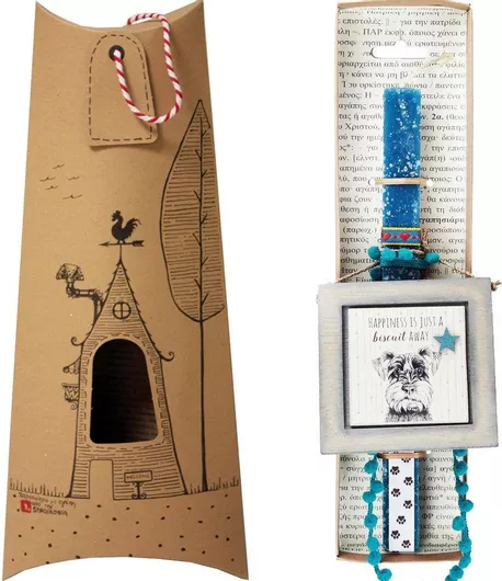 Πασχαλινή Λαμπάδα Synchronia Καδράκι Ζωάκι Σκύλος Biscuit Μπλε