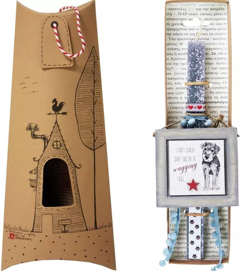 Πασχαλινή Λαμπάδα Synchronia Καδράκι Ζωάκι Σκύλος Wagging Γκρι