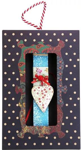 Πασχαλινή Λαμπάδα Synchronia Καρδιά Vintage Γαλάζιο