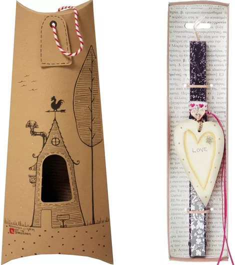 Πασχαλινή Λαμπάδα Synchronia Καρδιά Κρεμ Ξύλινη Καφέ