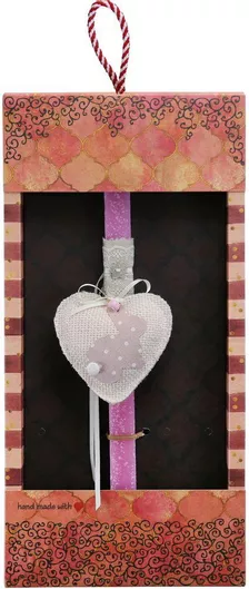 Πασχαλινή Λαμπάδα Synchronia Καρδιά με Κουνελάκι Ροζ