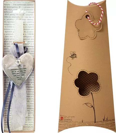 Πασχαλινή Λαμπάδα Synchronia Καρδιά Πορσελάνη Γκρι Κρεμ