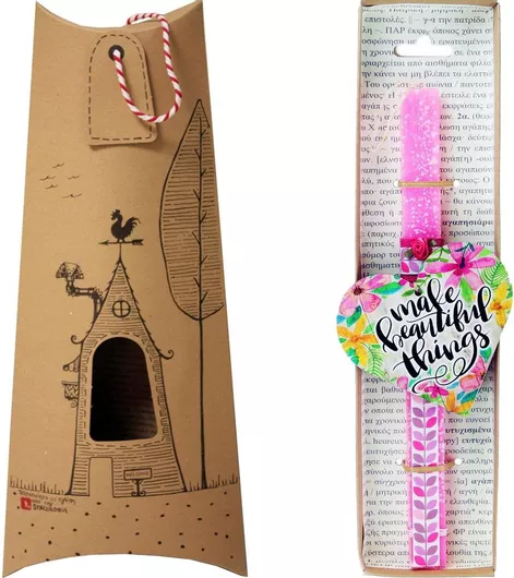 Πασχαλινή Λαμπάδα Synchronia Καρδιά Φλοράλ Beautiful Φούξια Νέον