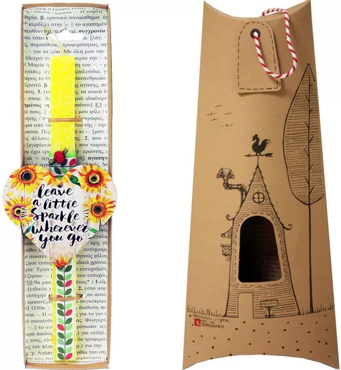 Πασχαλινή Λαμπάδα Synchronia Καρδιά Φλοράλ Sparkle Κίτρινο