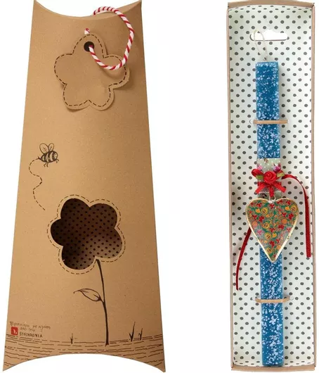 Πασχαλινή Λαμπάδα Synchronia Καρδιά Φλοράλ Πετρόλ