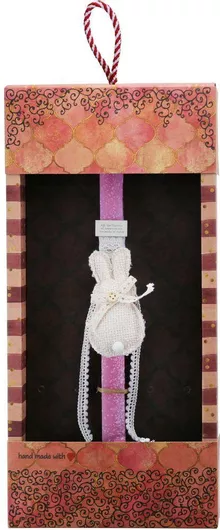 Πασχαλινή Λαμπάδα Synchronia Κουνέλι με Δαντέλα Ροζ