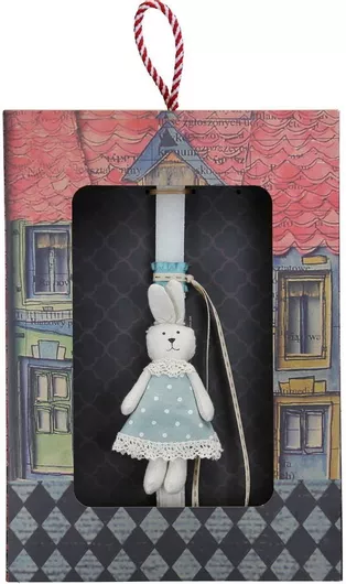 Πασχαλινή Λαμπάδα Synchronia Κουνέλι με Φόρεμα Λευκό