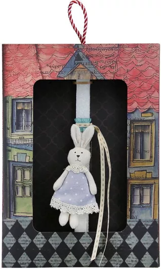 Πασχαλινή Λαμπάδα Synchronia Κουνέλι με Φόρεμα Λευκό