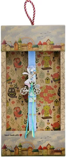 Πασχαλινή Λαμπάδα Synchronia Κουνέλι σε Ποδήλατο Γαλάζιο