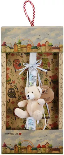 Πασχαλινή Λαμπάδα Synchronia Λούτρινο Μπρελόκ Αρκούδα Λευκό