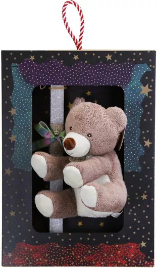 Πασχαλινή Λαμπάδα Synchronia με Λούτρινο Αρκουδάκι Γκρι