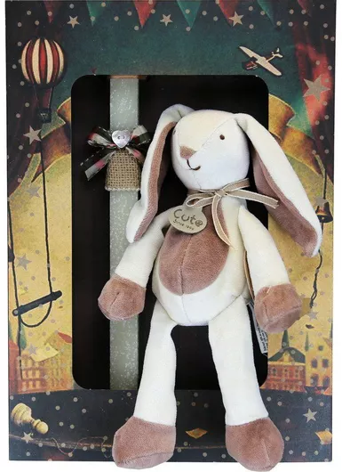 Πασχαλινή Λαμπάδα Synchronia με Λούτρινο Κούνελος Οργανικό Βαμβάκι Κρεμ