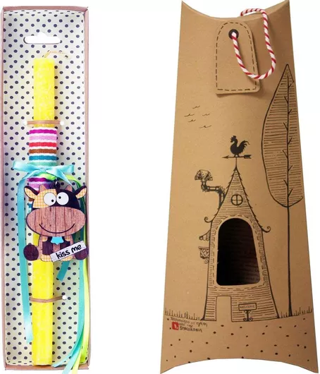 Πασχαλινή Λαμπάδα Synchronia Μπρελόκ Ζωάκι Αγγελάδα Κίτρινο