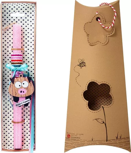 Πασχαλινή Λαμπάδα Synchronia Μπρελόκ Ζωάκι Γουρουνάκι Ροζ