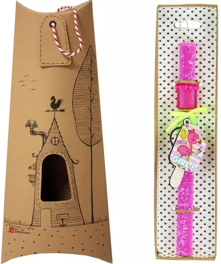 Πασχαλινή Λαμπάδα Synchronia Μπρελόκ Παγωτό Φλαμίνγκο Φούξια