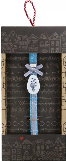 Πασχαλινή Λαμπάδα Synchronia Πορσελάνινο Αυγό Λουλούδια Γαλάζιο