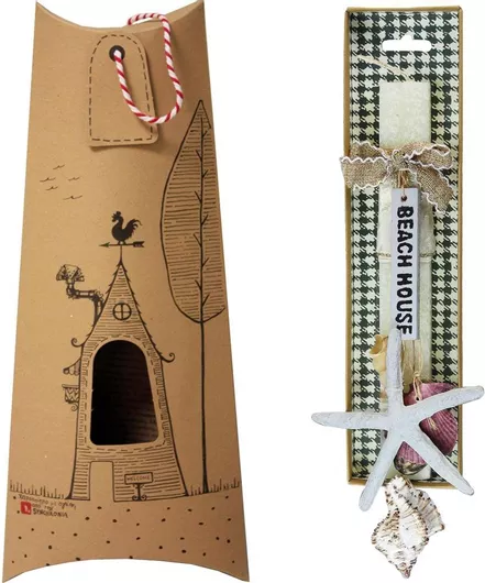 Πασχαλινή Λαμπάδα Synchronia Στολίδι με Κοχύλια Beach House Λευκό