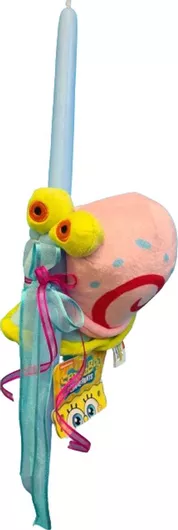Πασχαλινή Λαμπάδα με Λούτρινο Spongebob Gary 16cm Γαλάζιο