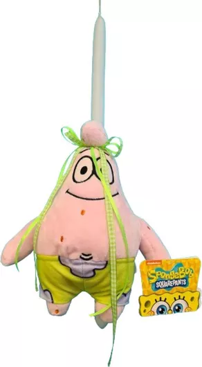 Πασχαλινή Λαμπάδα με Λούτρινο Spongebob Patrick 20cm Λευκό