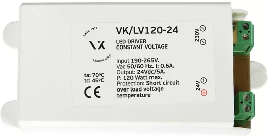 Τροφοδοτικό LED VK Lighting 24V 120W M/S VK/LV120-24 78000-378016