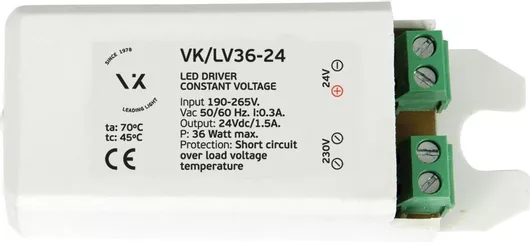 Τροφοδοτικό LED VK Lighting 24V 36W M/S VK/LV36-24 78000-367016