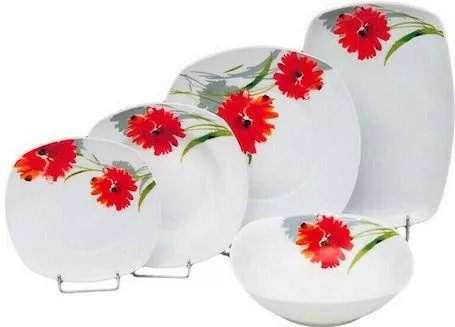 Σερβίτσιο Πιάτων Καρβούνης από Πορσελάνη Σετ 20τμχ Λευκό