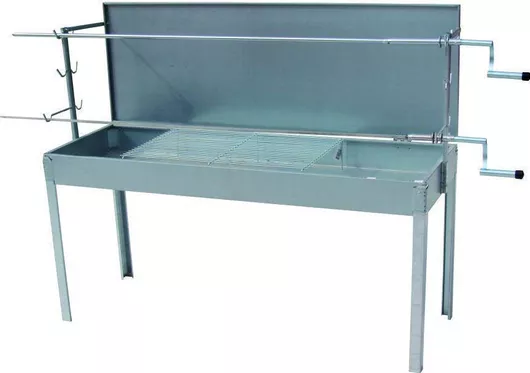 Ψησταριά Κάρβουνου Biofan Αρνιού Γαλβανιζέ με Καπάκι 140x49cm Ασημί