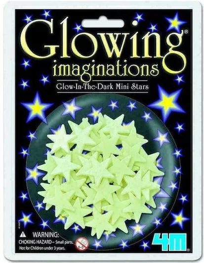 Παιδικό Διακοσμητικό Αυτοκόλλητο 4M Τοίχου Φωσφοριζέ Αστέρια Κίτρινο 18x13cm Σετ 60τμχ