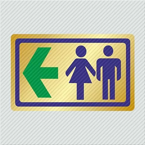 Πινακίδα WC Τουαλέτα Στα Αριστερά / WC Το The Left Plexiglas 7x11.5cm Χρυσό