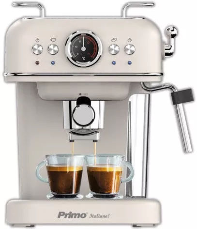 Primo PREM-40445 Μηχανή Espresso 1050W Πίεσης 20bar Ιβουάρ-Chrome