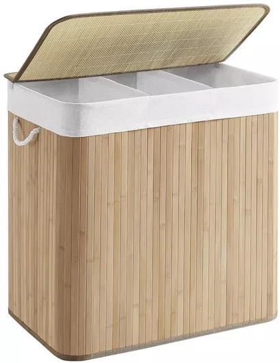 Καλάθι Απλύτων Songmics Bamboo Πτυσσόμενο 60x40x61.5cm Καφέ