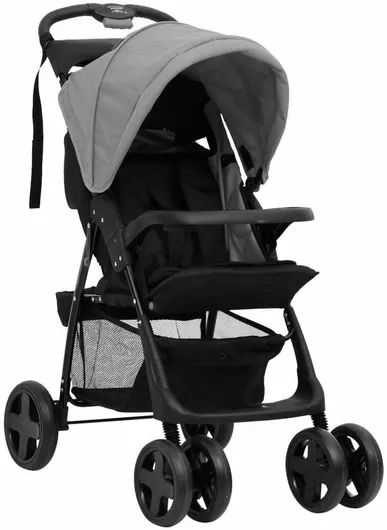 Πολυκαρότσι vidaXL 2 in 1 Ανοιχτό Ατσάλινο Γκρι & Μαύρο