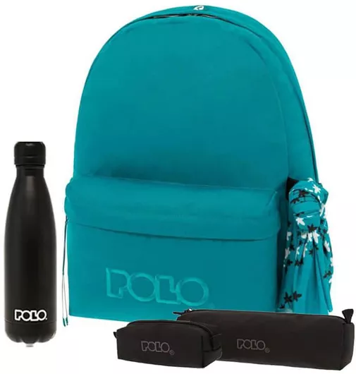 Σετ Σχολική Τσάντα Polo Original με Κασετίνα & Πορτοφόλι & Παγούρι 500ml 4τμχ