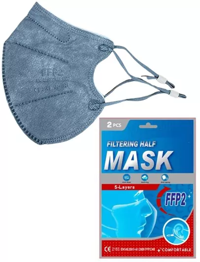 Rusbek Μάσκα Προστασίας FFP2 NR 5-Layers σε Γκρι χρώμα 2x20τμχ