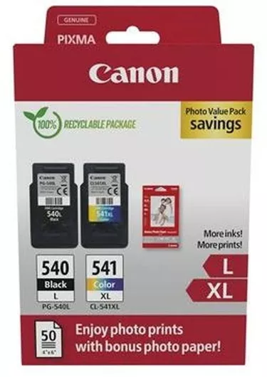 Canon Pg-540 L Cl-541 Xl Γνήσιο Photo Value Pack με 1 Μελάνι InkJet Μαύρο 5224B012