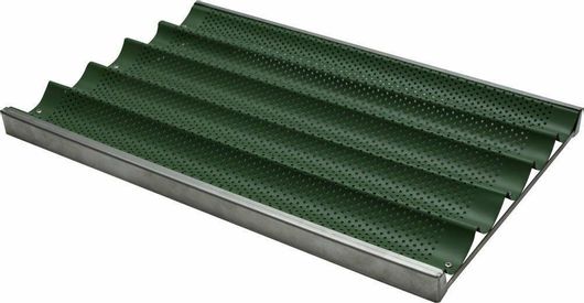 Λαμαρίνα Ψησίματος GNPORT Αντικολλητική Διάτρητη Αρτοποιίας από Αλουμίνιο με 10 Θέσεις για Μπαγκέτες Π78 x Β58cm