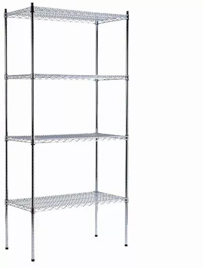 Ραφιέρα Μεταλλική Βαρέως Τύπου Ανοξείδωτη 35x35x122cm Ασημί 