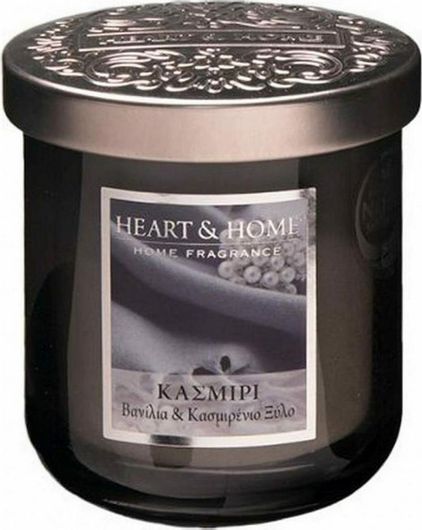 Αρωματικό Κερί Heart & Home Σόγιας σε Βάζο Βανίλια & Κασμιρένιο Ξύλο Μαύρο 115gr