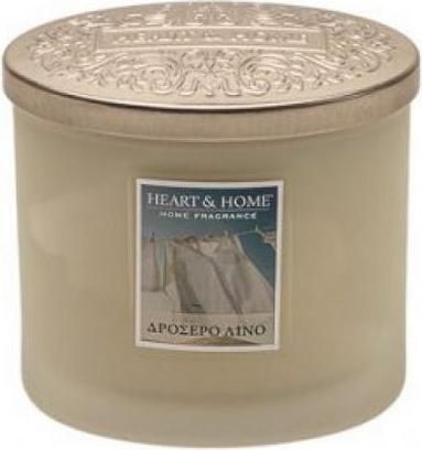 Αρωματικό Κερί Heart & Home Σόγιας σε Βάζο Διπλό Φυτίλι Δροσερό Λινό 230gr