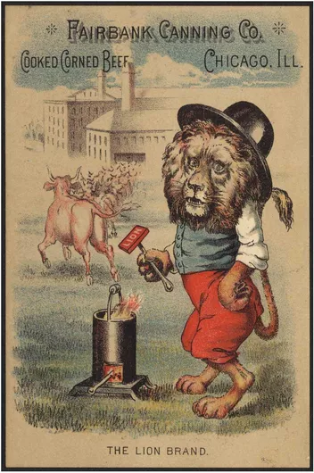 Πίνακας Fairbank Canning Co., cooked corned beef, Chicago, Ill. The Lion brand 130x200cm
