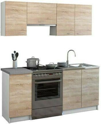 Ντουλάπια Κουζίνας HomeMarkt Κρεμαστά & Δαπέδου με Πάγκο Εργασίας 120x46cm Σετ Sonoma / Λευκό