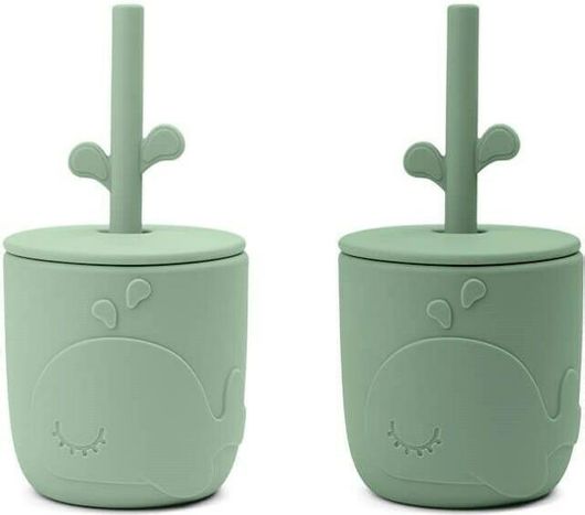 Παιδικό Ποτηράκι Done by Deer Wally Σιλικόνης 2τμχ 120ml για 6+ Μηνών Πράσινο