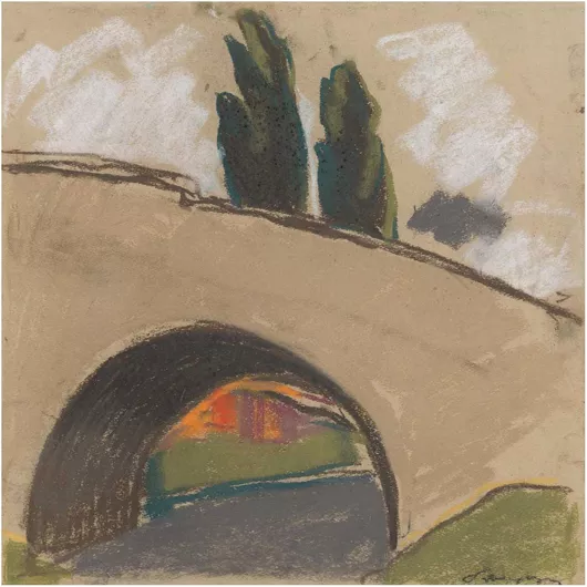 Πίνακας Village bridge over a river by Zolo Palugyay 140x140cm