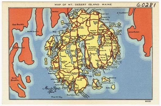 Πίνακας Map of Mt. Desert Island, Maine 80x50cm