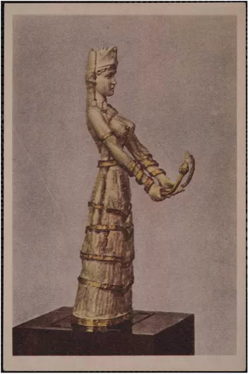 Πίνακας Minoan snake goddess. Ivory and gold, 16th century B. C. Museum of Fine Arts, Boston 100x150cm