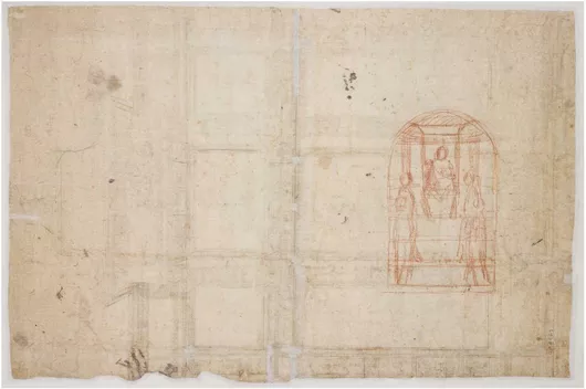 Πίνακας Composition sketch for a "sacra conversatione" with four saints, semi-circular end at top by Vittore Carpaccio 40x30cm