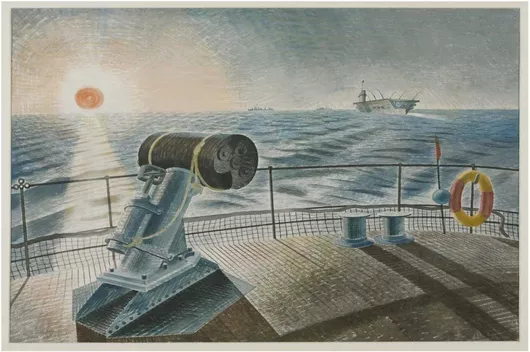 Πίνακας Midnight Sun 1940 Eric Ravilious 1903-1942 Presented by the War Artists Advisory Committee 1946Ravilious was attached to the Admiralty with the honorary rank of Captain, Royal Marines from February 1940 65x40cm