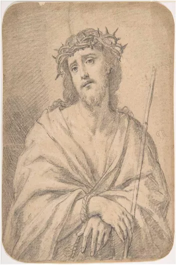 Πίνακας Man of Sorrows, after Guido Reni (recto); Studies of arm and hands (verso), Anonymous, Italian, Roman-Bolognese, 17th century 100x150cm