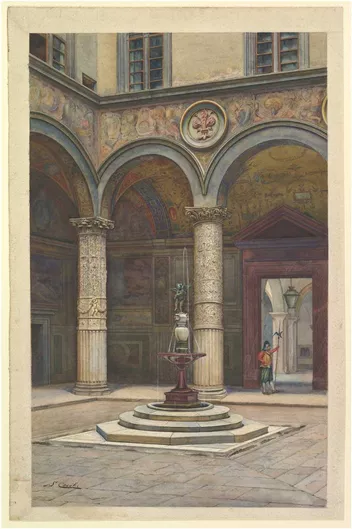 Πίνακας Courtyard of the Palazzo Vecchio, Florence by S. Cecchi 40x65cm