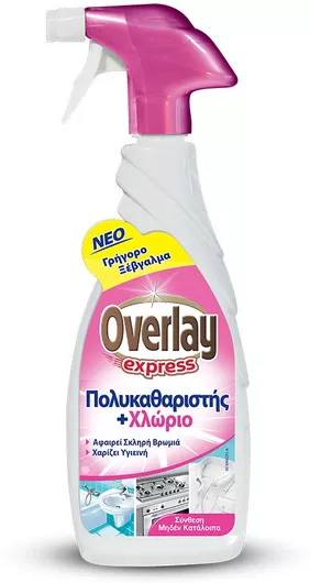 Καθαριστικό Spray Overlay Express Πολυκαθαριστής Χλώριο Γενικής Χρήσης 650ml